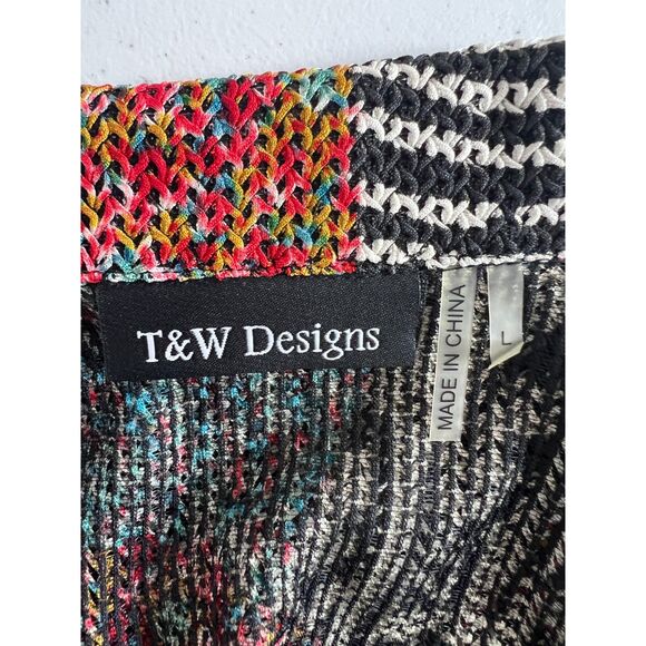 T&W Designs Women's Colorful Multicolor Two Button Blazer Jacket Size L - Picture 4 of 11